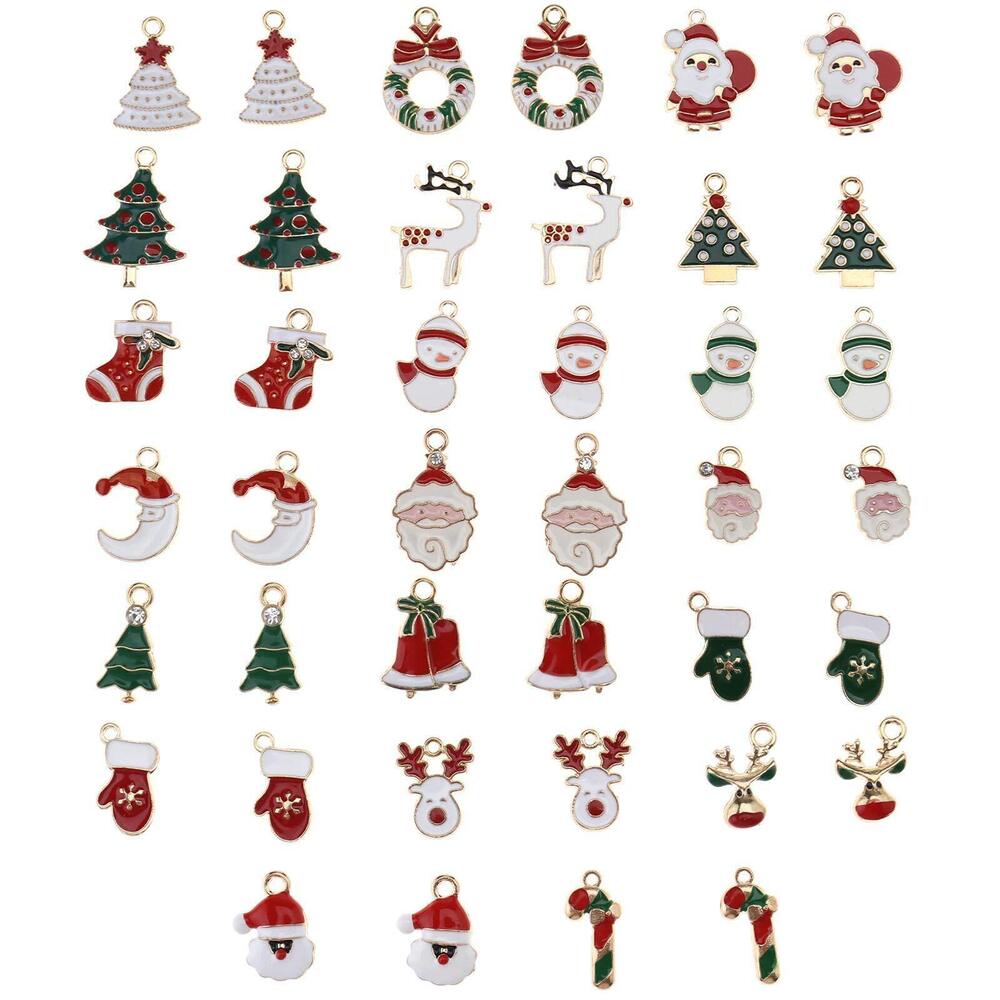 4796 40pcs Mixed Charms Christmas Pendants Ornaments Beads for Bracelet